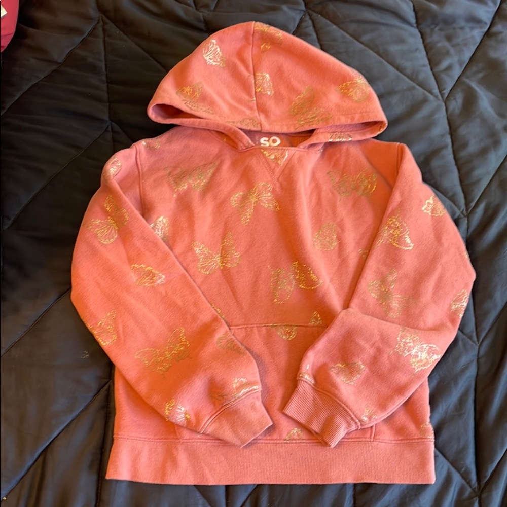 SO Pink Hoodie‎ with Gold Butterfly Print